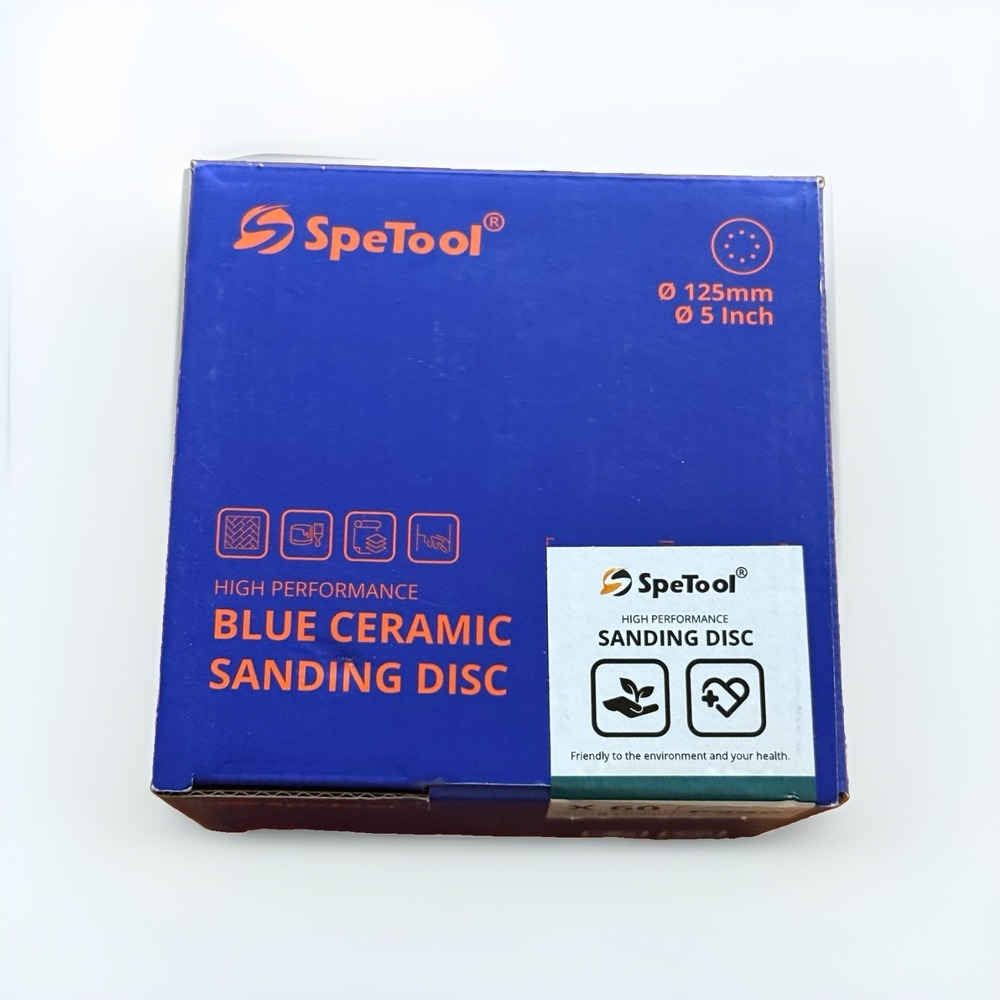 SpeTool Blue Ceramic Sanding Discs 5" 125mm P240 – High Performance 60 Pack NEW